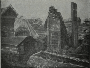 black and white picture of a woman measuring a grave